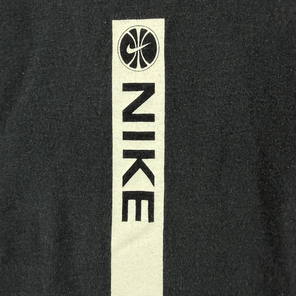 Vintage Nike‎ Shirt Mens 2XL Black Vertical Logo Back Swoosh Tee RUNS SMALL